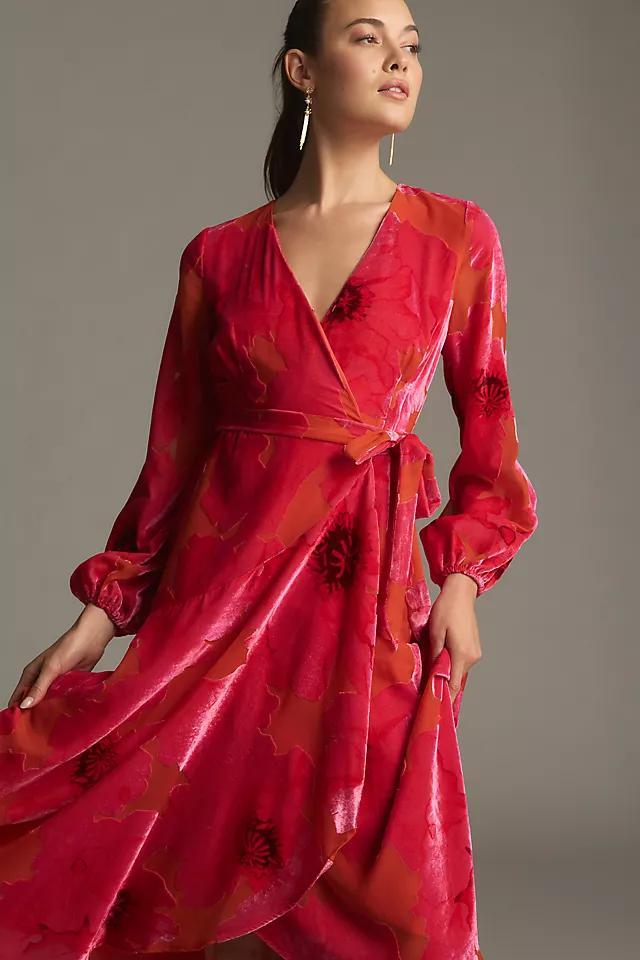 Hutch Long-Sleeve V-Neck Wrap Midi Dress Product Image
