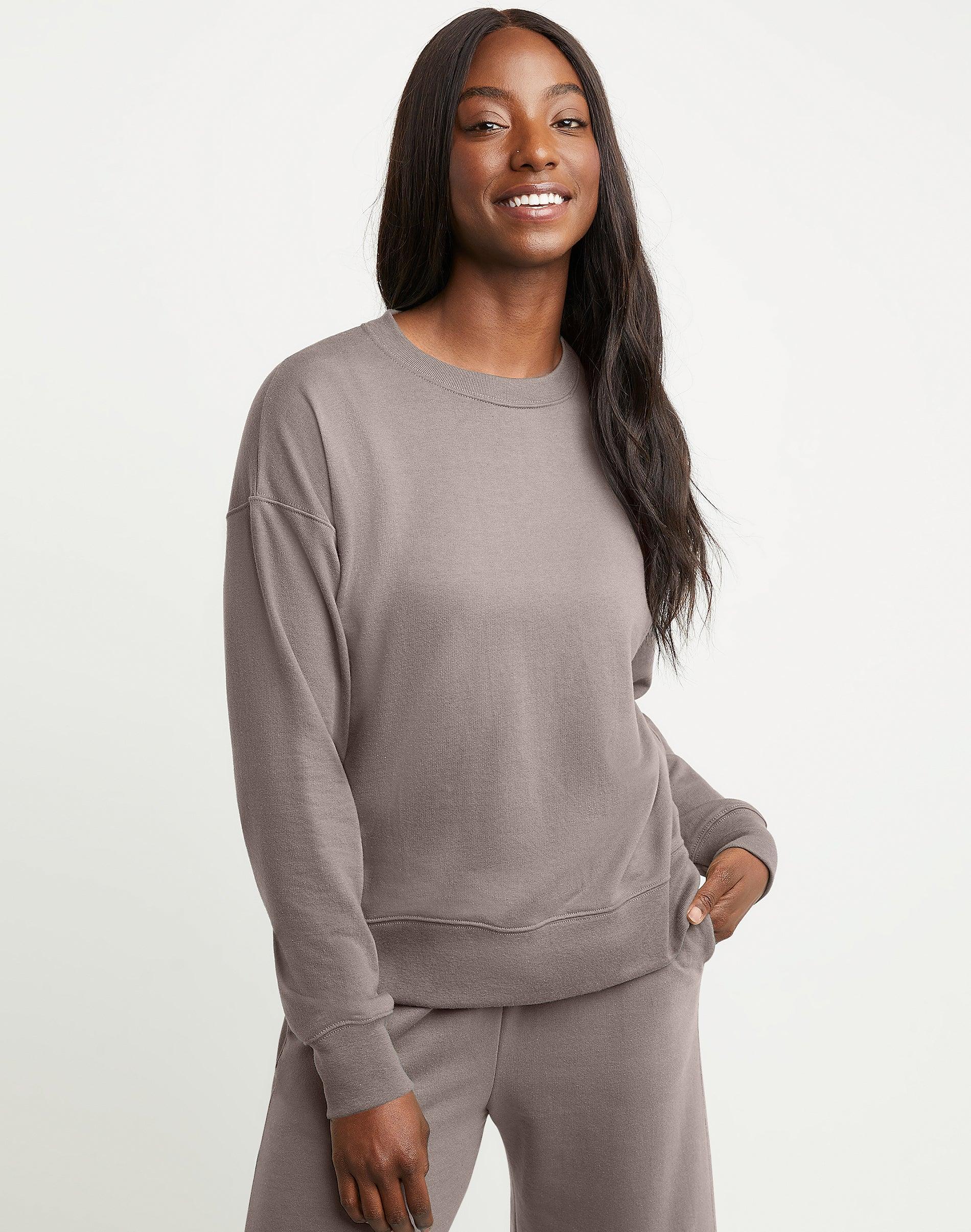 Women's Hanes Originals French Terry Sweatshirt, Size: Medium, Black 50r Pe Grey Product Image
