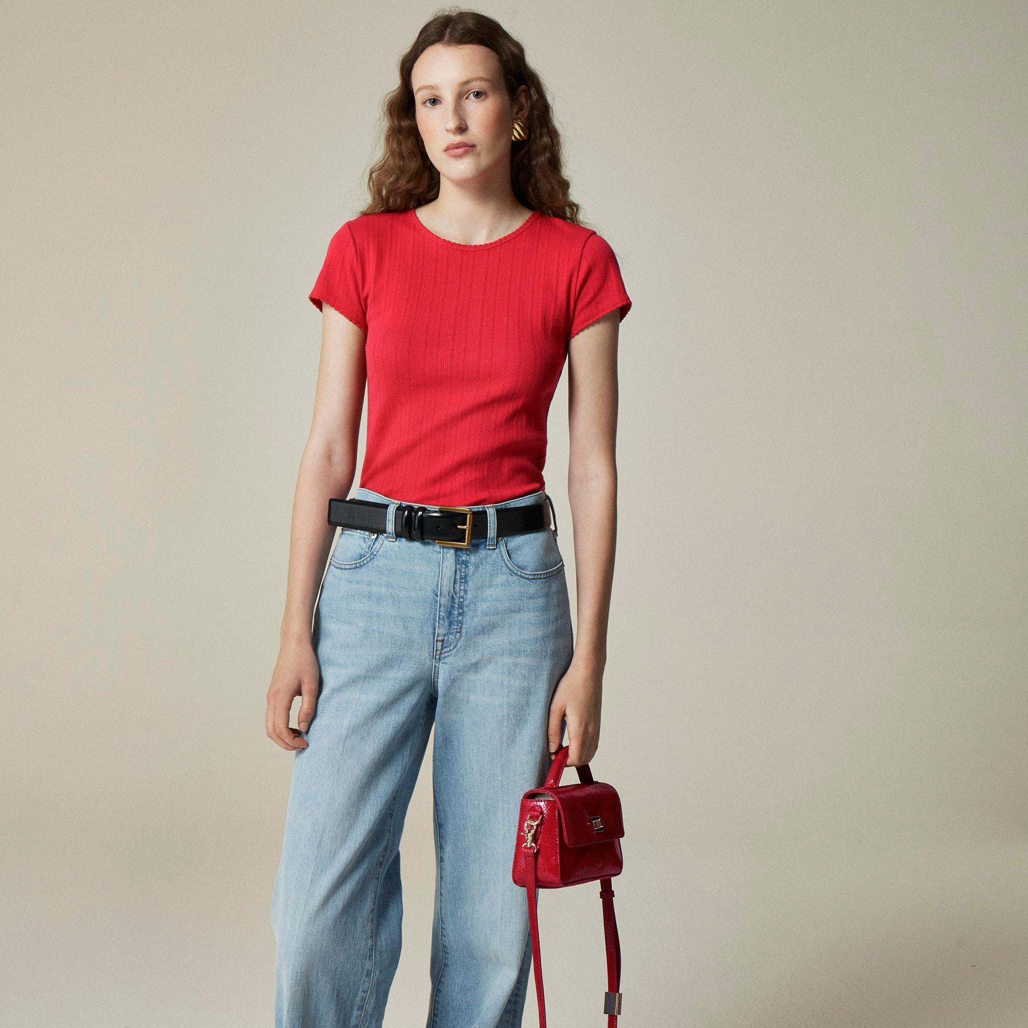 Pointelle short-sleeve T-shirt Product Image
