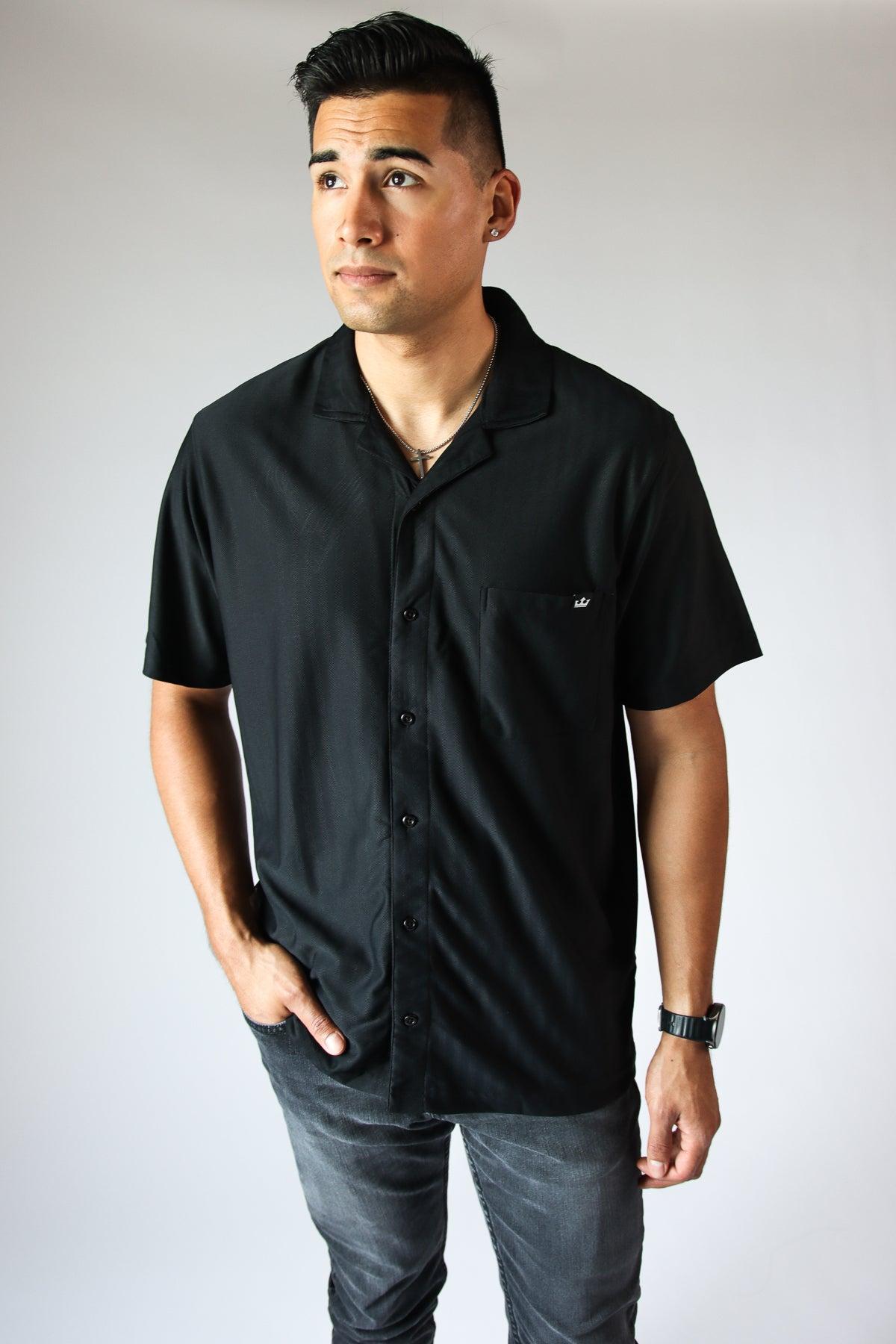 Micro Herringbone Knit Button Up Shirt Product Image