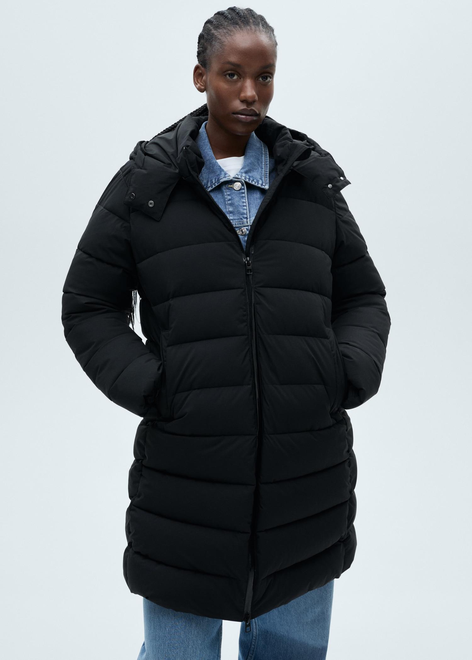 Waterproof padded midi anorak - Women | MANGO USA Product Image