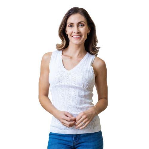 Hope & Henry Womens' Empire Sweater Tank in Cornflower Blue Pointelle at Nordstrom, Size Small Product Image