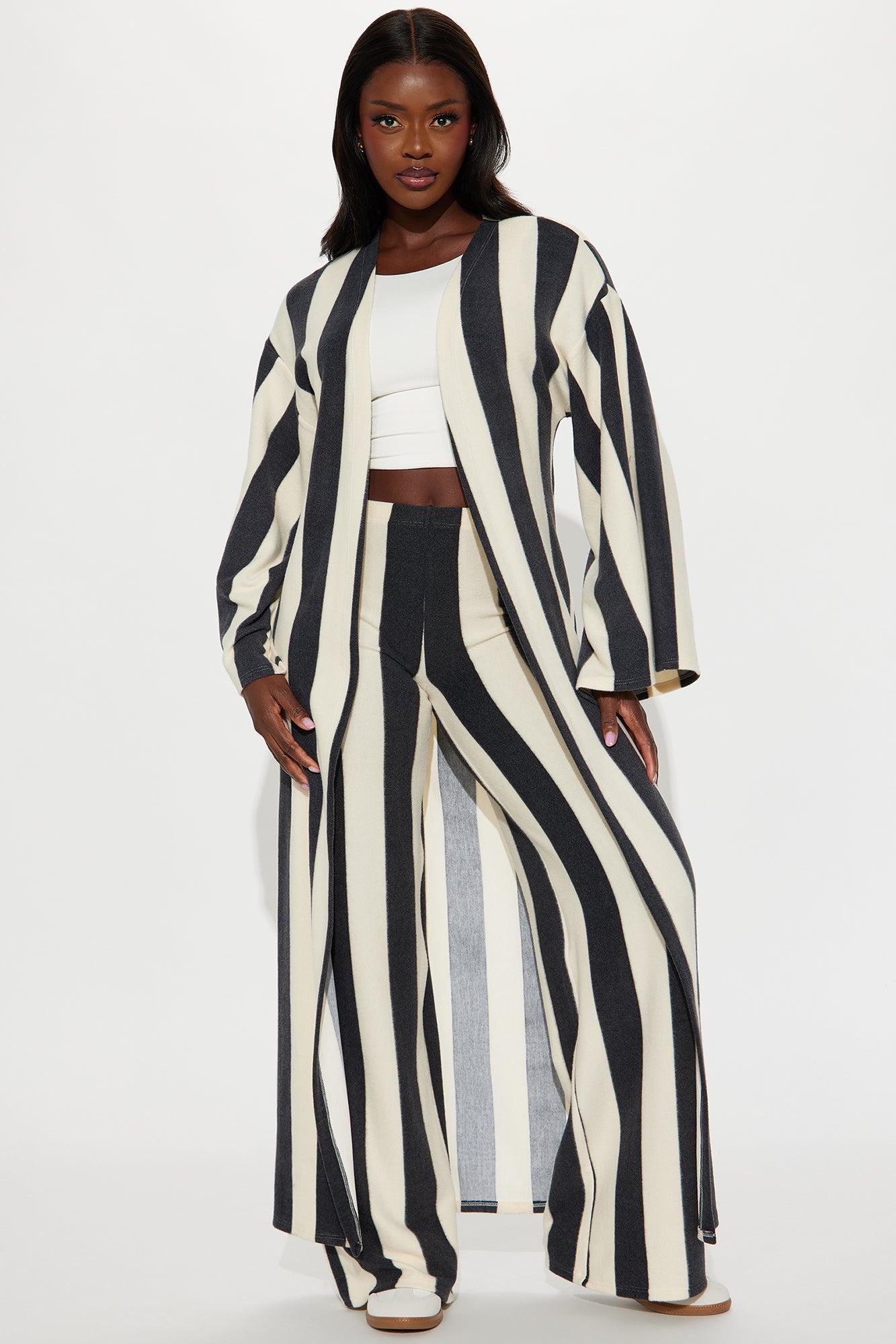 Steph Stripe Pant Set - Black/combo Product Image