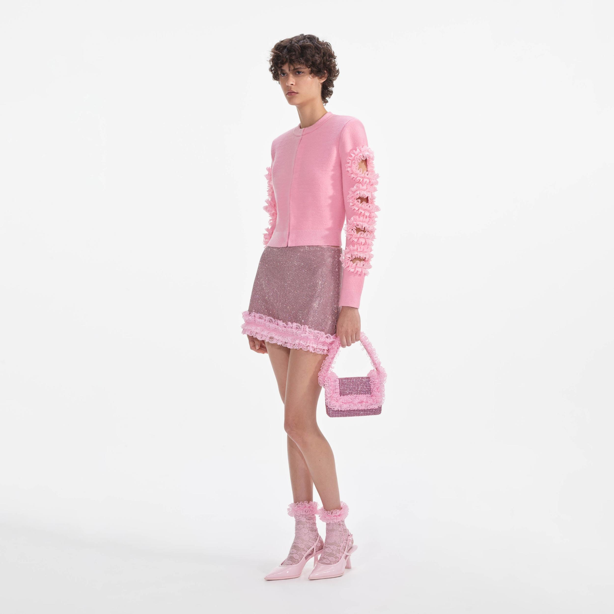 Pink Crystal Chainmail Mini Skirt Product Image