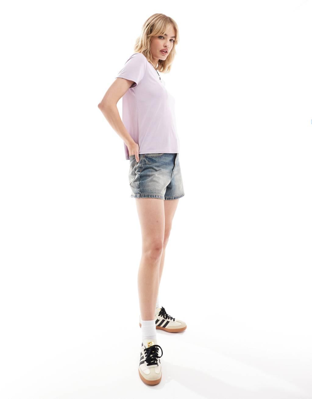 Monki super soft T-shirt in lilac Product Image
