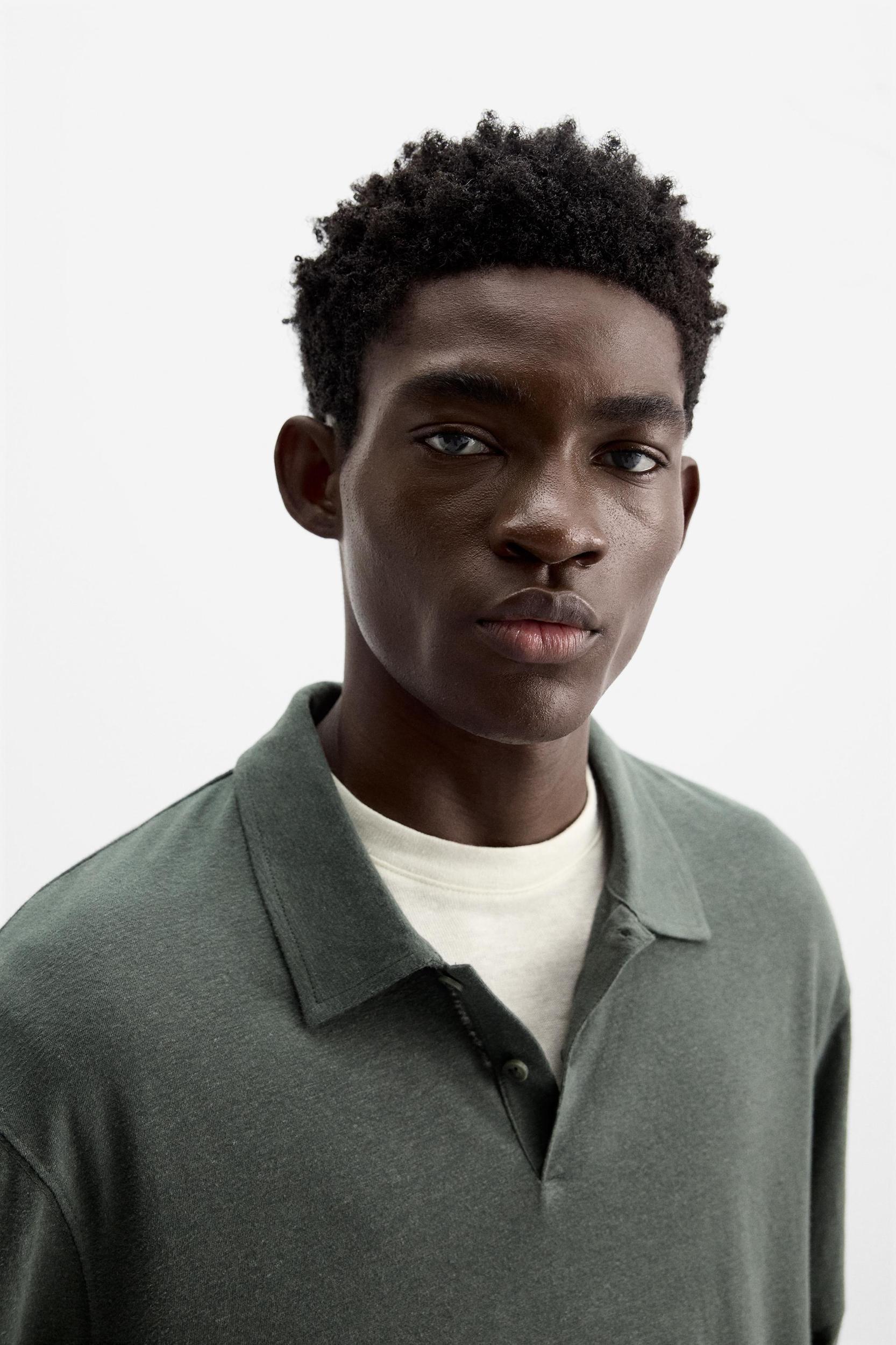 LINEN BLEND POLO SHIRT Product Image