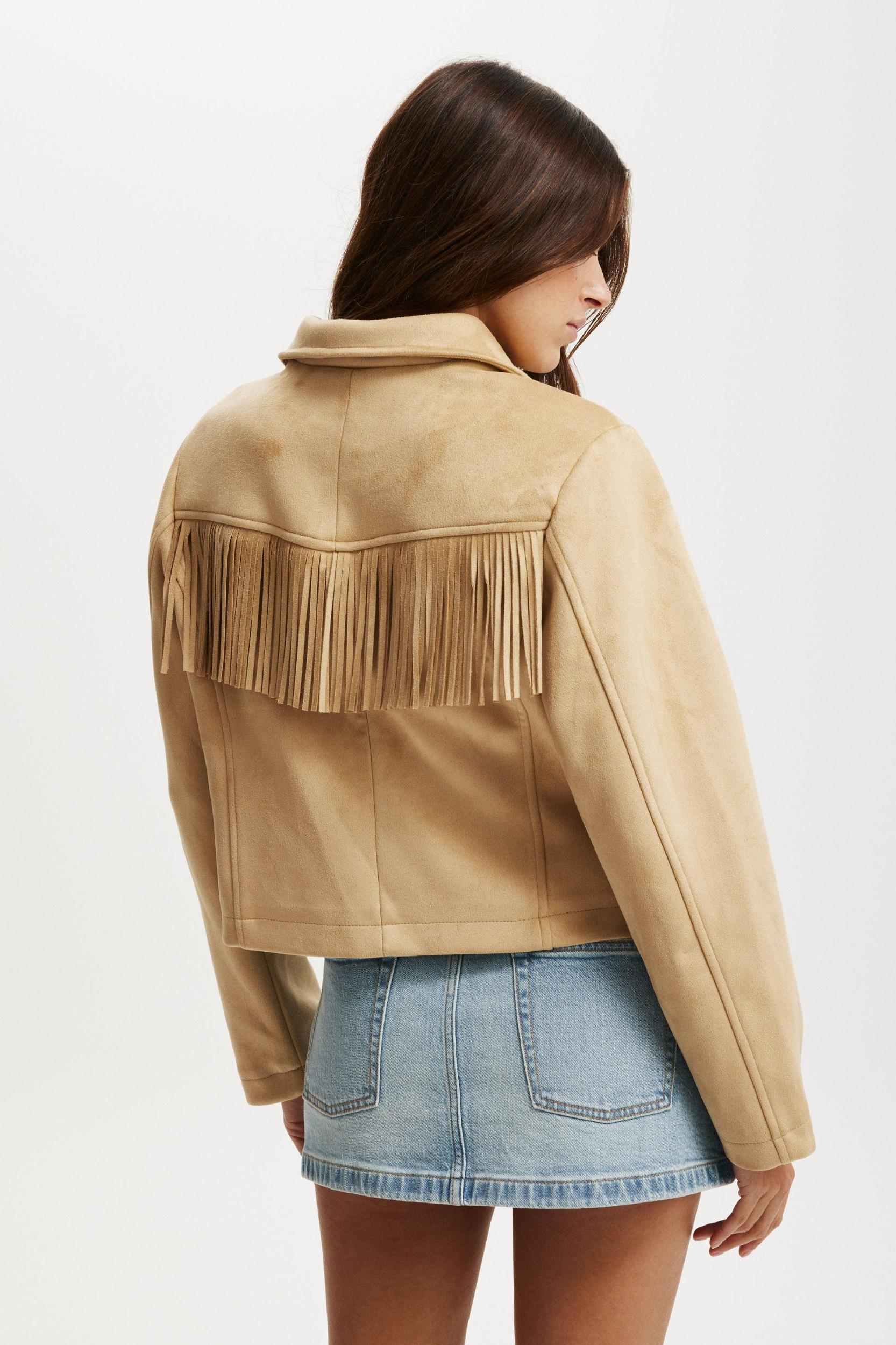 Fringe Faux Suede Jacket Product Image