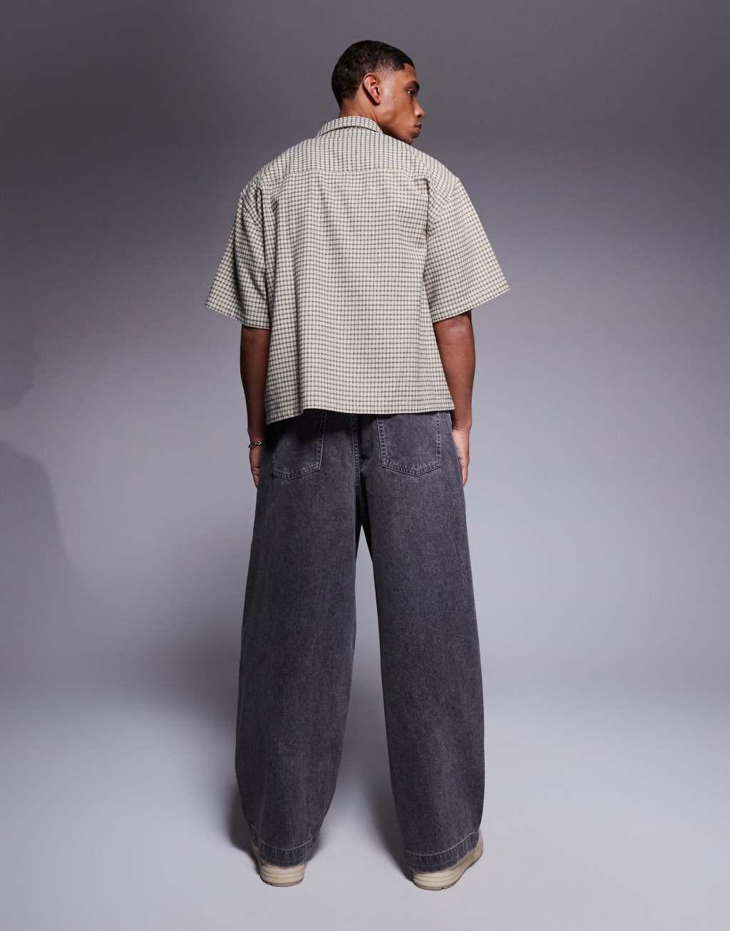 ASOS DESIGN oversized baggy fit jeans in washed gray  Product Image