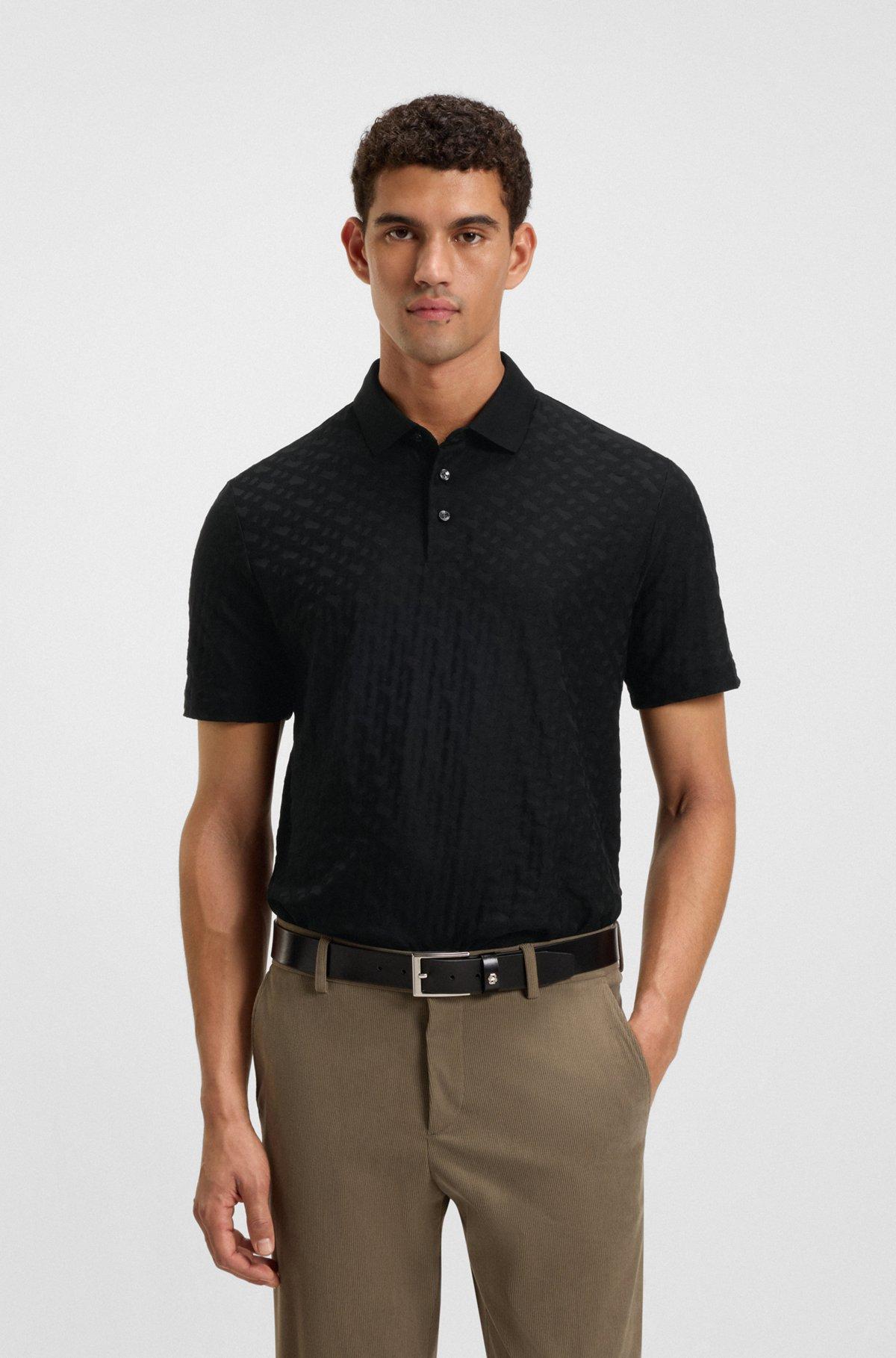 Stretch-cotton slim-fit polo shirt with printed logo Product Image