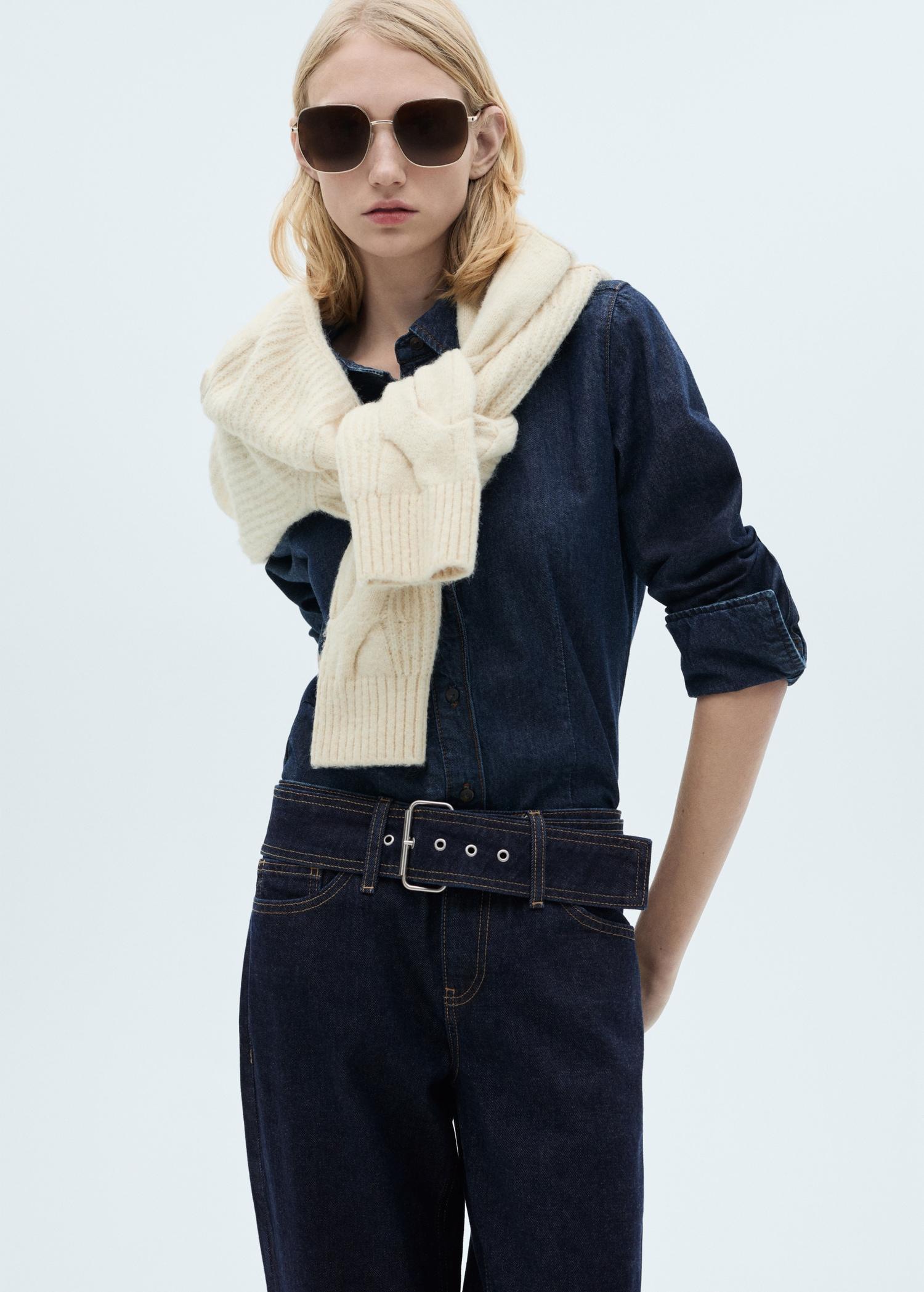 Low-rise straight jeans with belt - Women | MANGO USA Product Image