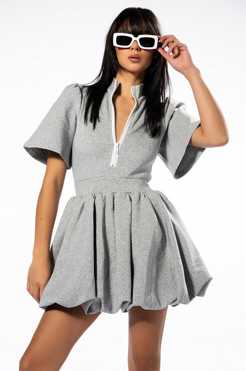 NAME OF THE GAME SHORT SLEEVE ZIPPERED MINI DRESS Product Image