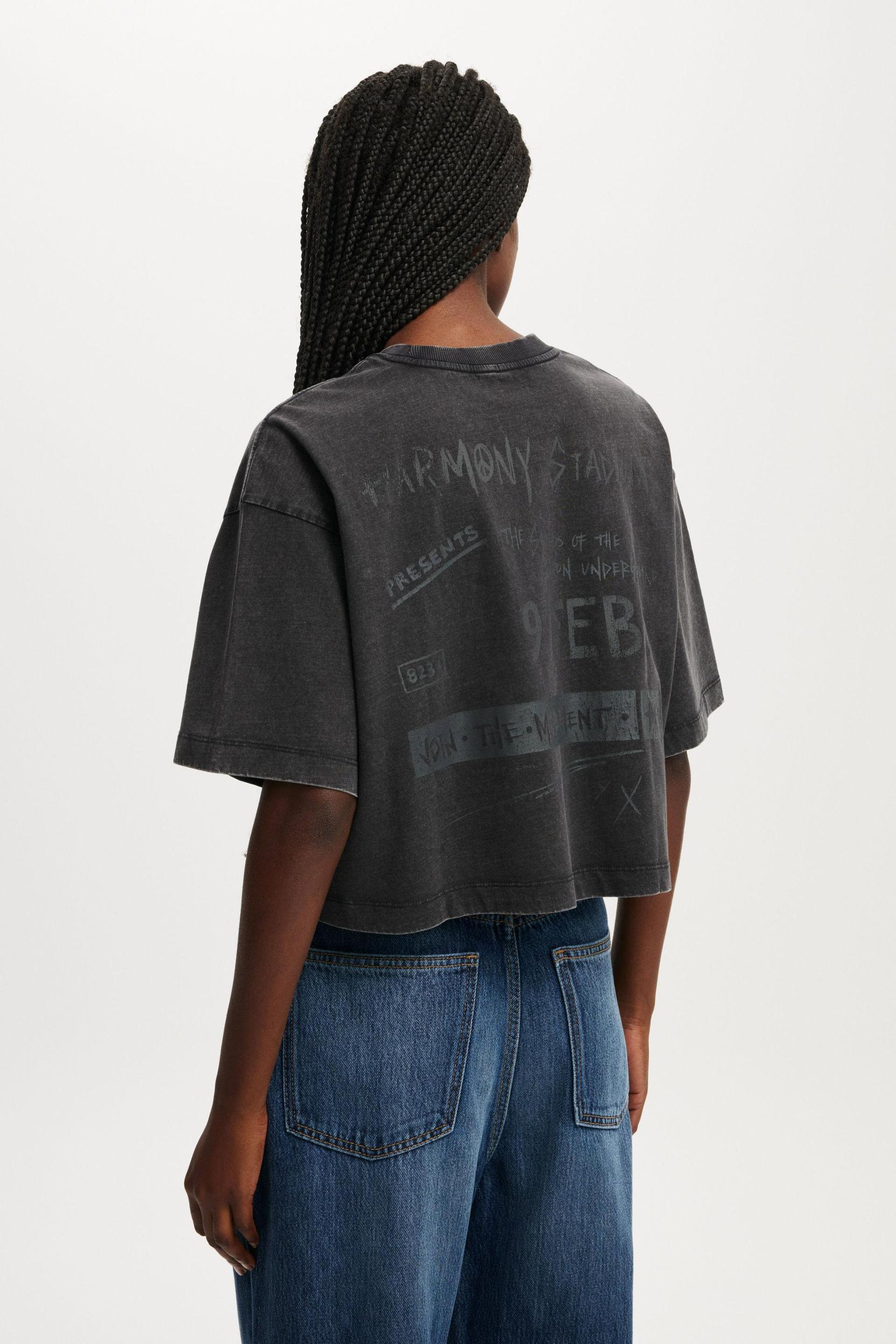 Cotton On Women - The Cropped Boxy Graphic Tee - Harmony stadium/washed black Product Image