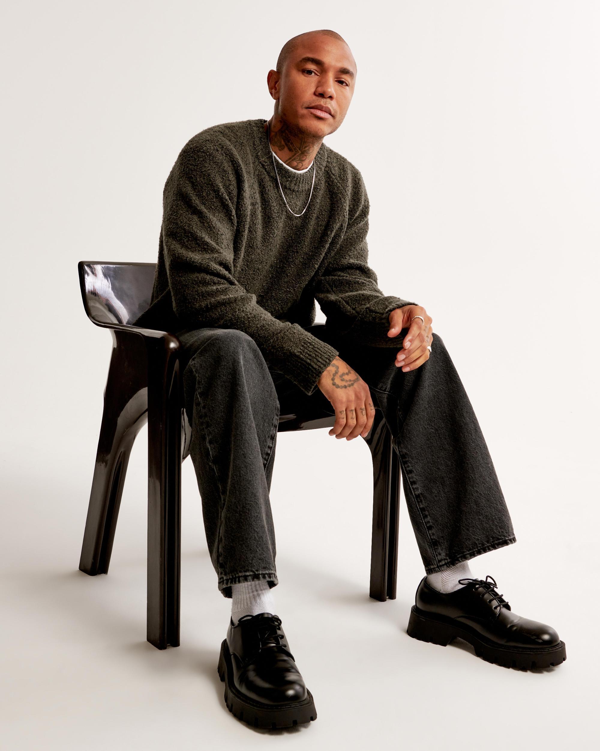 Oversized Boucle Crew Sweater Product Image
