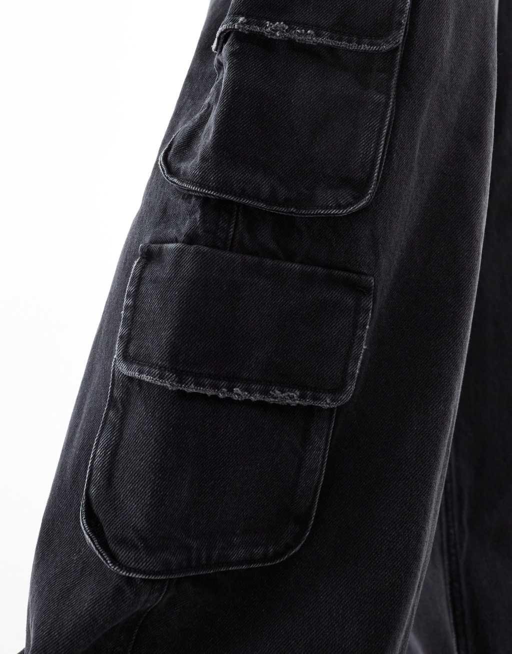 ASOS DESIGN super baggy jean in washed black with cargo pockets Product Image