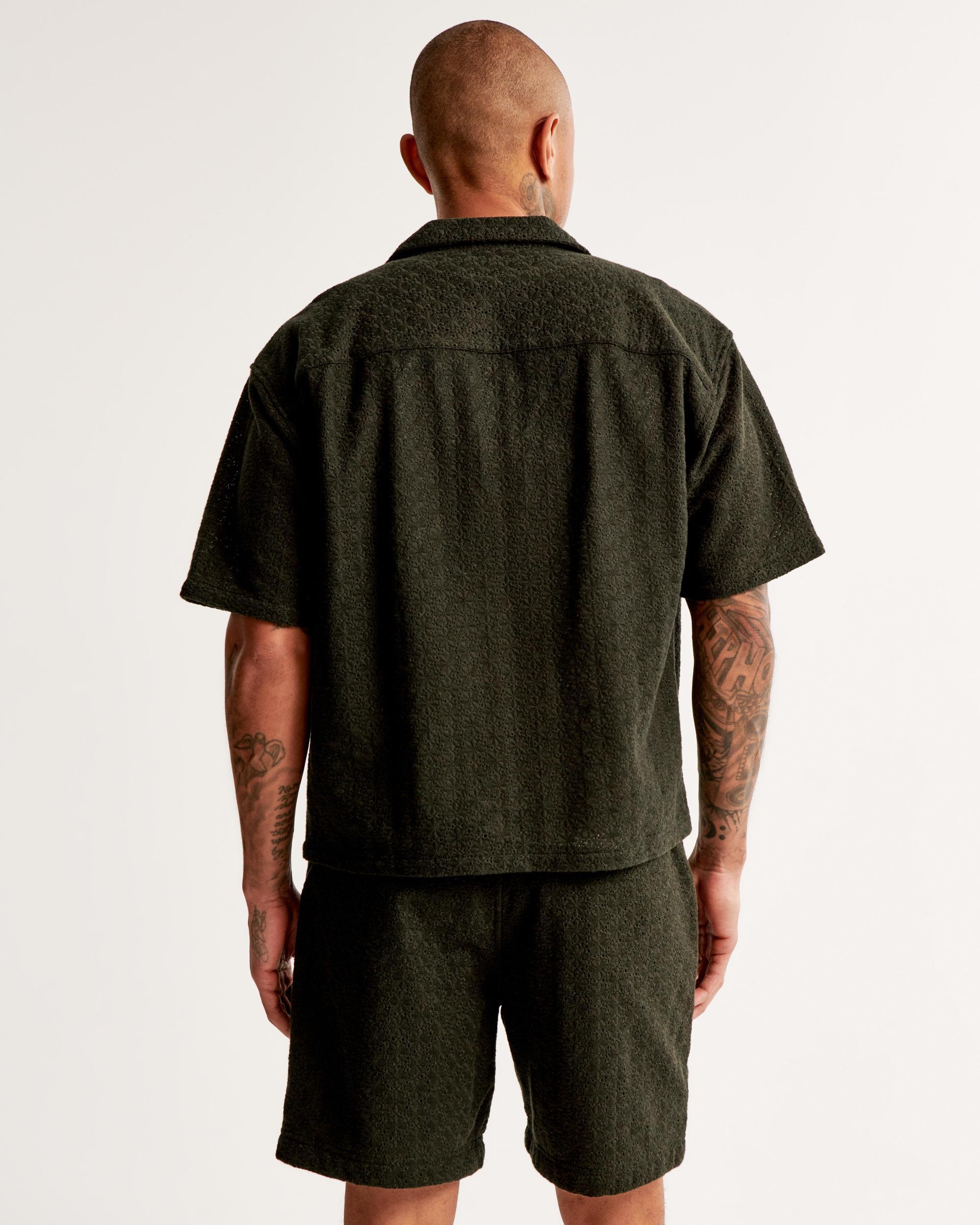 Camp Collar Cropped Lace Shirt Product Image