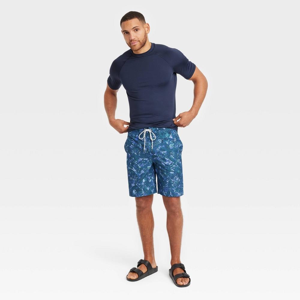 Men's Big & Tall Short Sleeve Rash Guard Swim Shirt - Goodfellow & Co™ Blue MT: UPF 50+ Fit Product Image