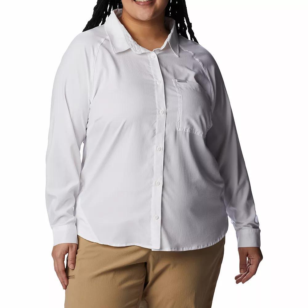 Plus Size Columbia Anytime Lite Button-Front Shirt, Women's, Size: 1XL, White Product Image