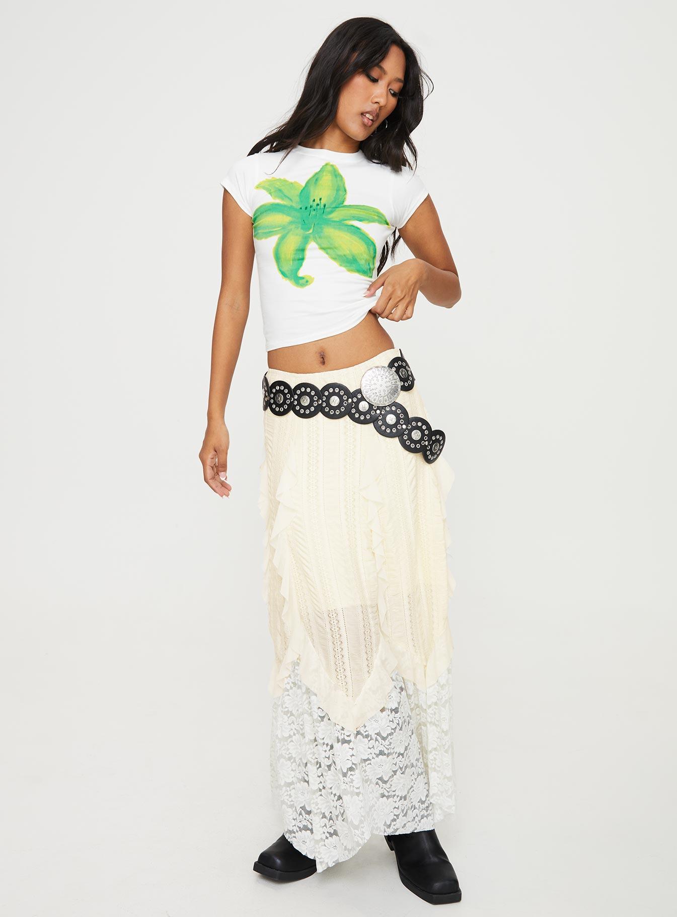 Tiona Summer Flower Top White / Lime Product Image