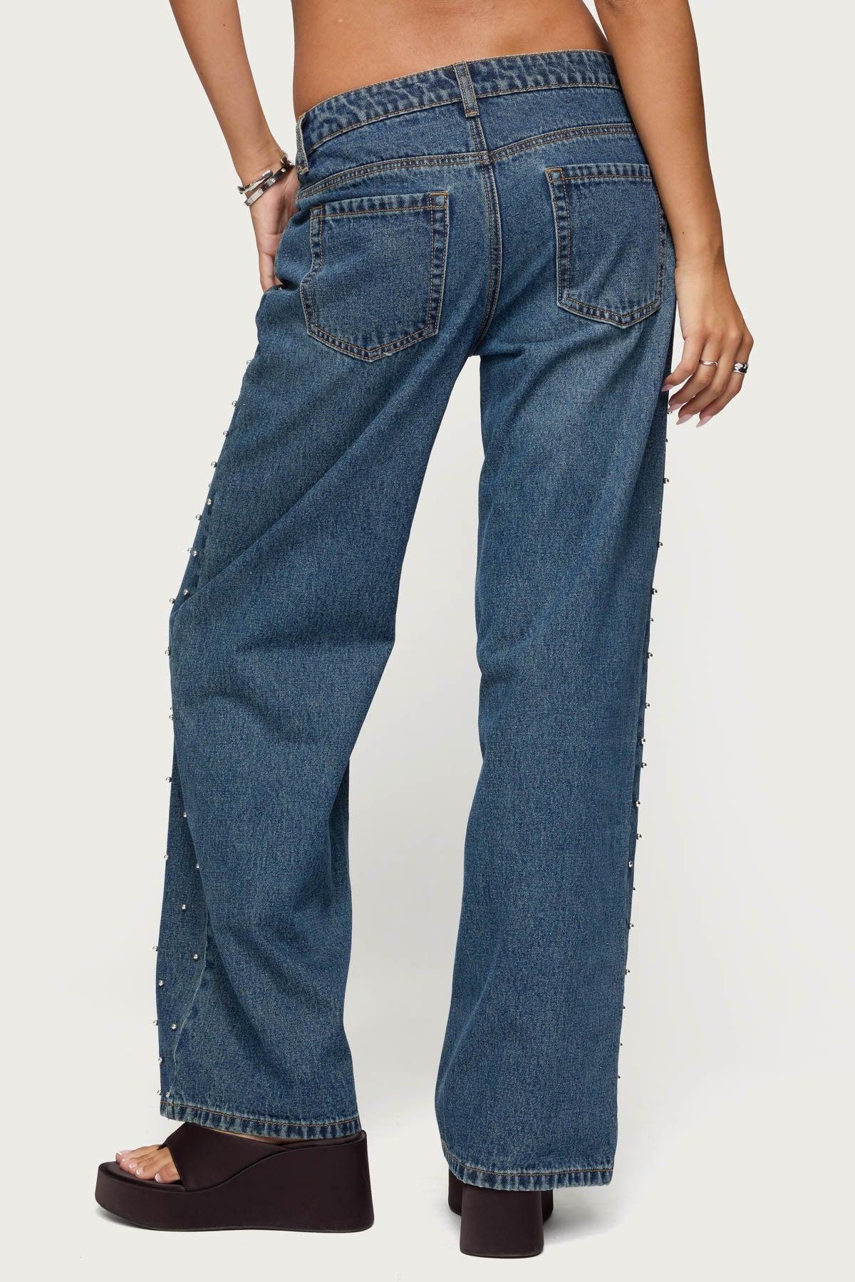 Esmay Studded Low Rise Jeans Product Image