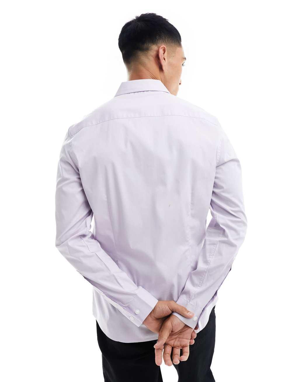 ASOS DESIGN stretch slim fit work shirt in lilac  Product Image