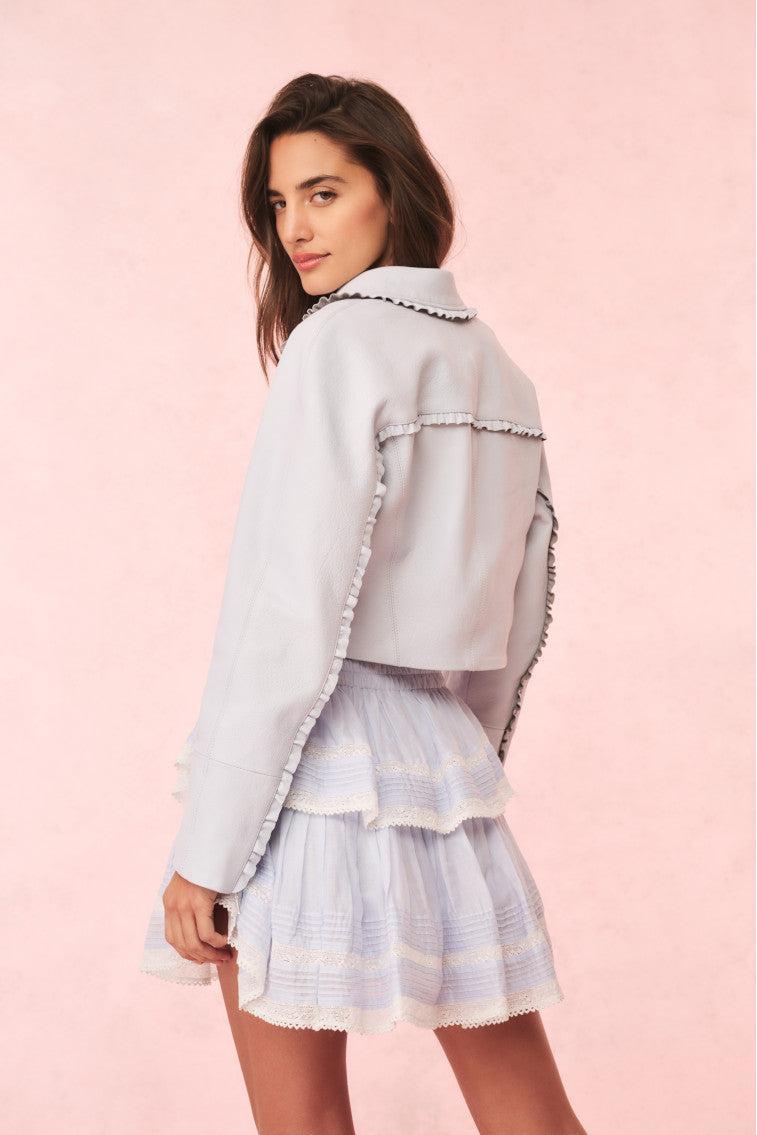 Rheisa Cropped Leather Moto Jacket Product Image
