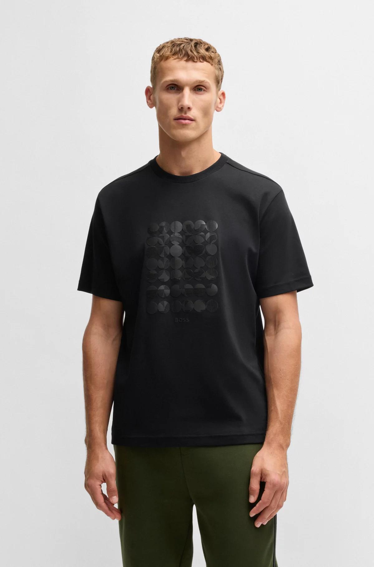 Boss Interlock-Cotton T-shirt with Circle Artwork Product Image