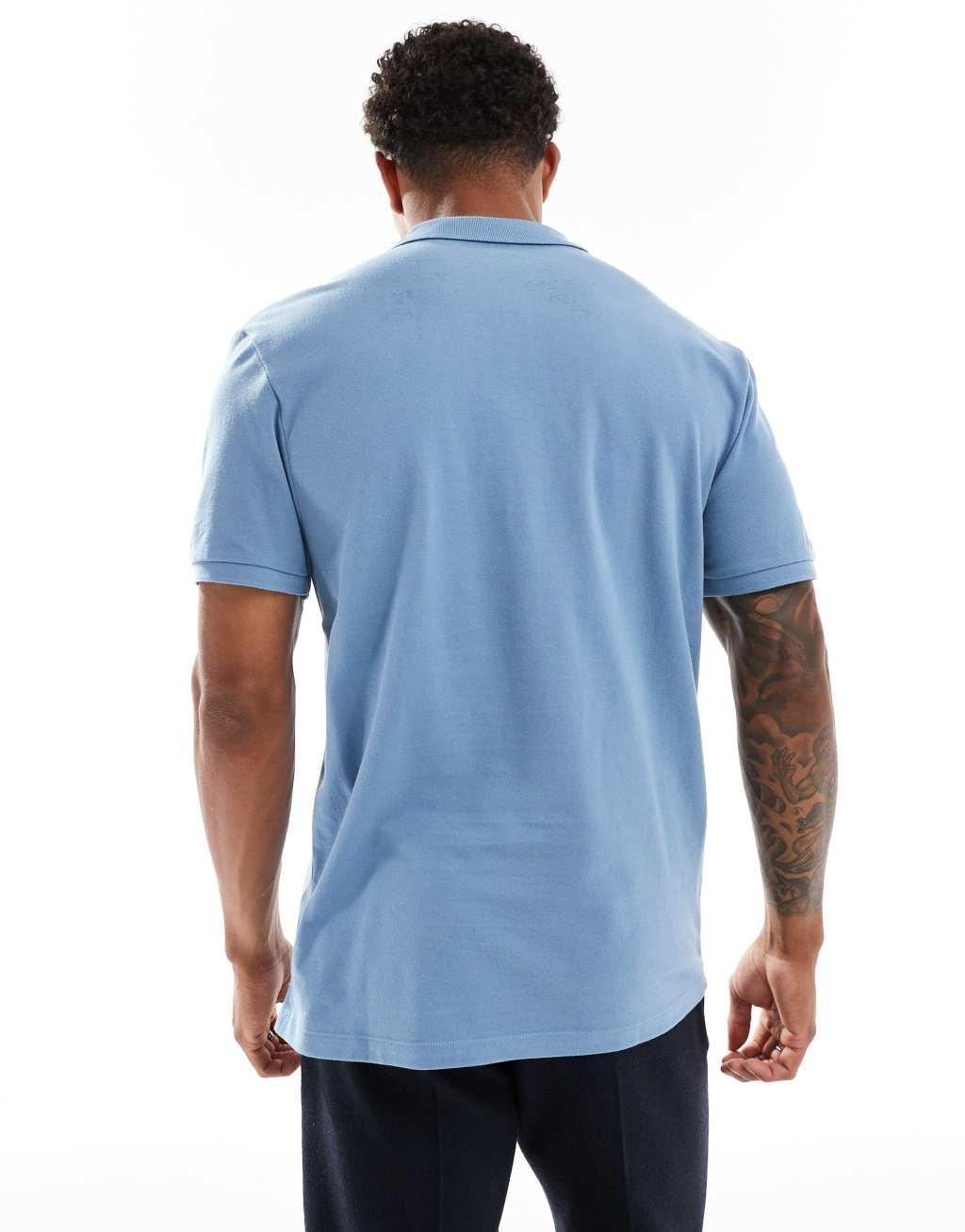 ASOS DESIGN pique polo in mid blue Product Image