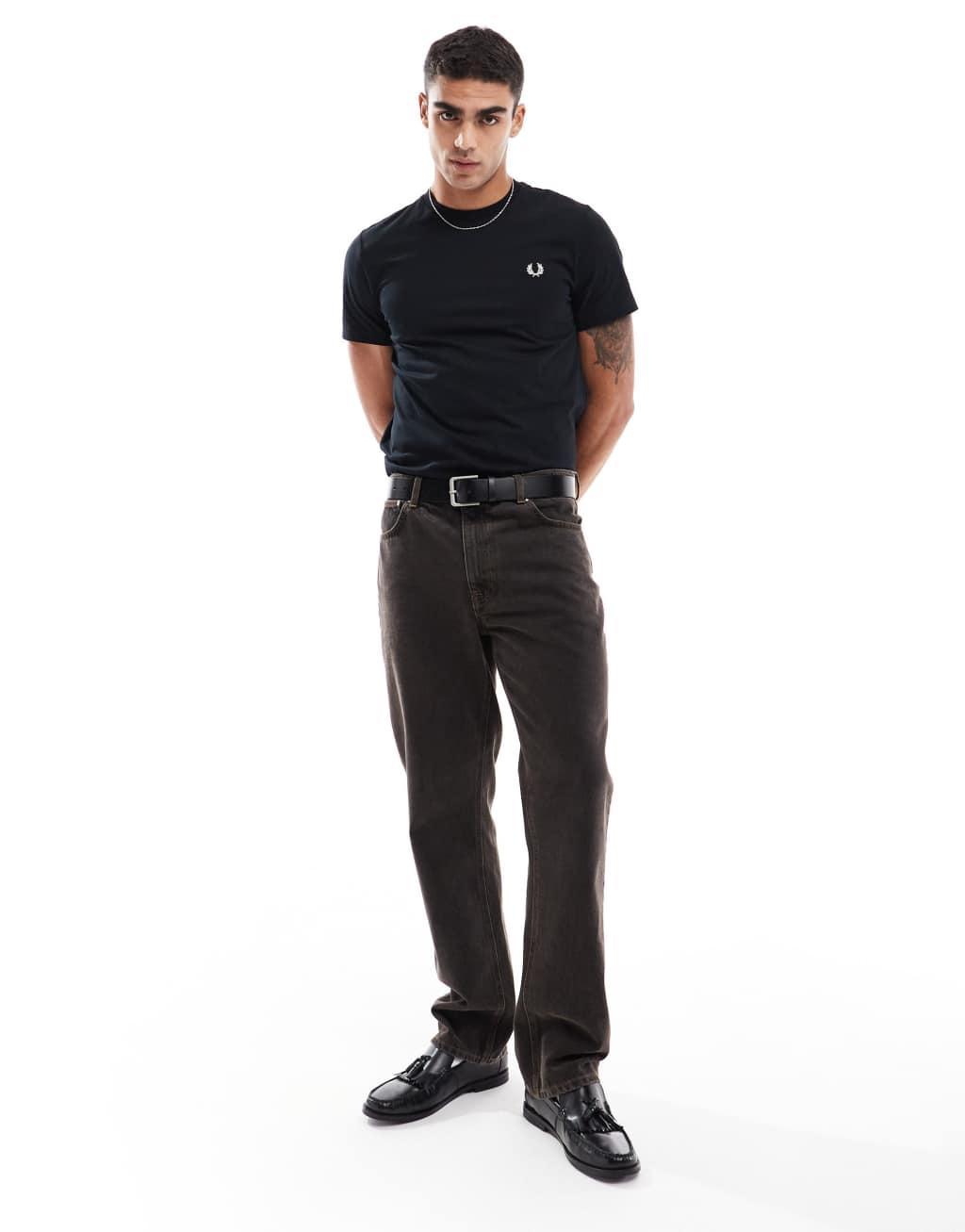 Fred Perry t-shirt in black with vertical logo back print Product Image