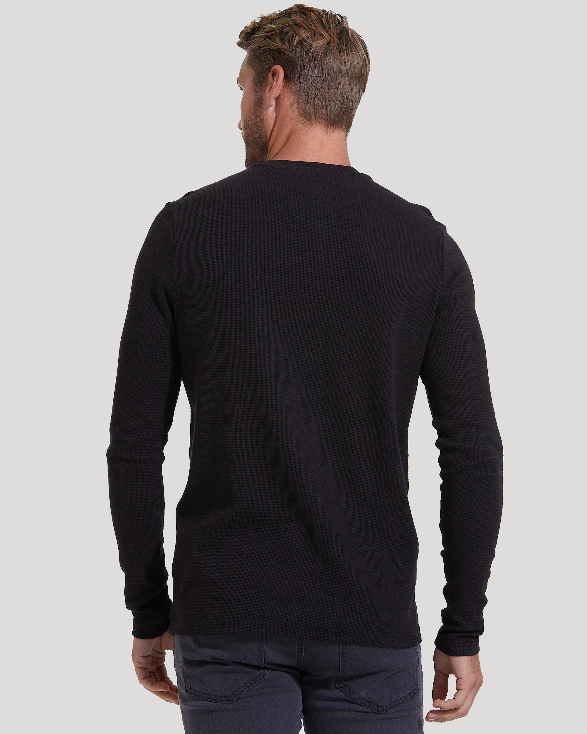 Black Waffle Long Sleeve Crew Neck Product Image