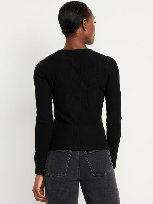 Ribbed Henley Top Product Image