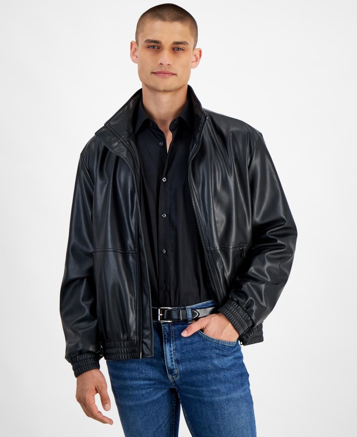 HUGO BOSS Hugo By  Men's Bonny2435 Slim-fit Faux-leather Jacket In Brown Product Image
