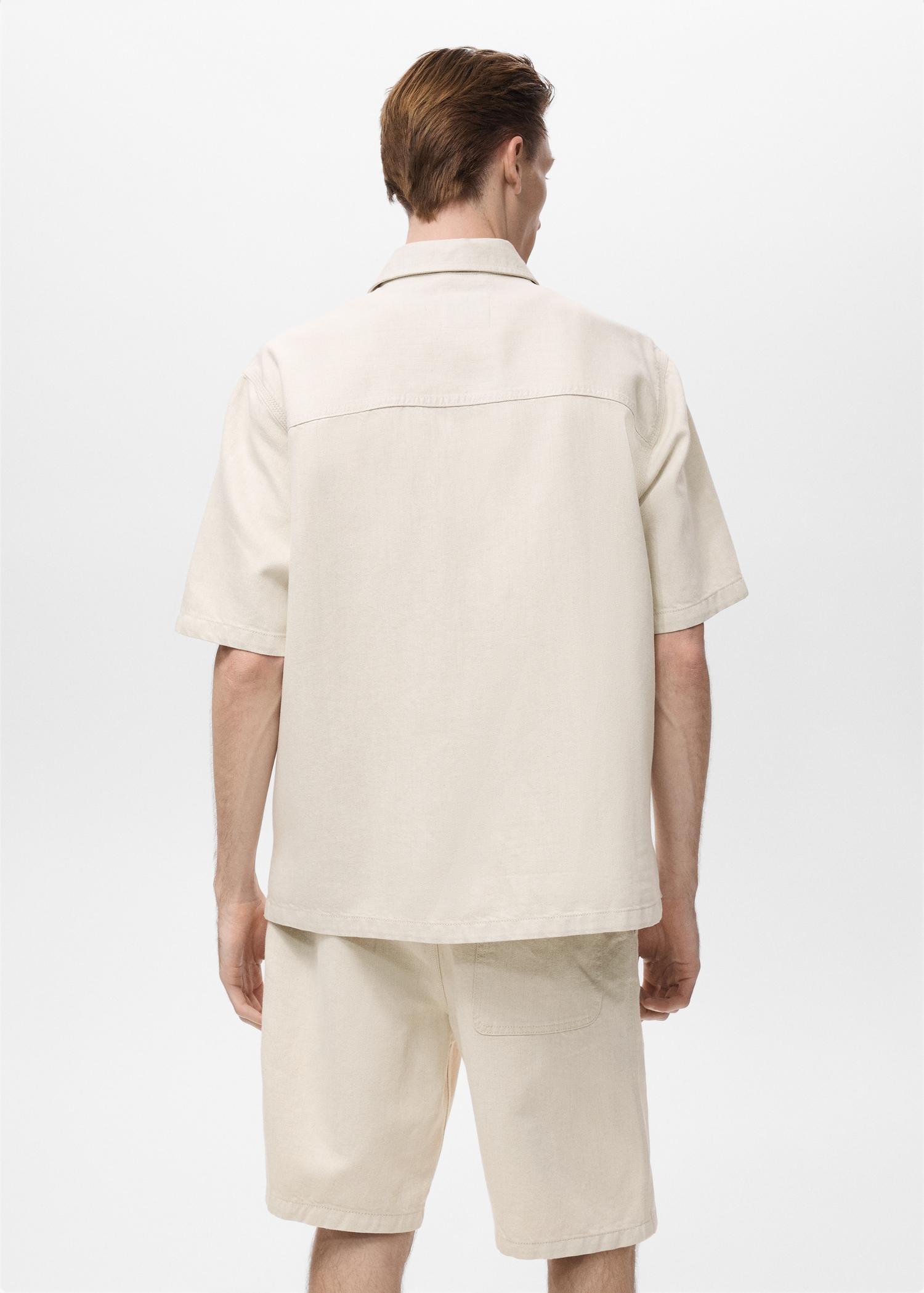Linen-cotton blend shirt - Men | MANGO USA Product Image