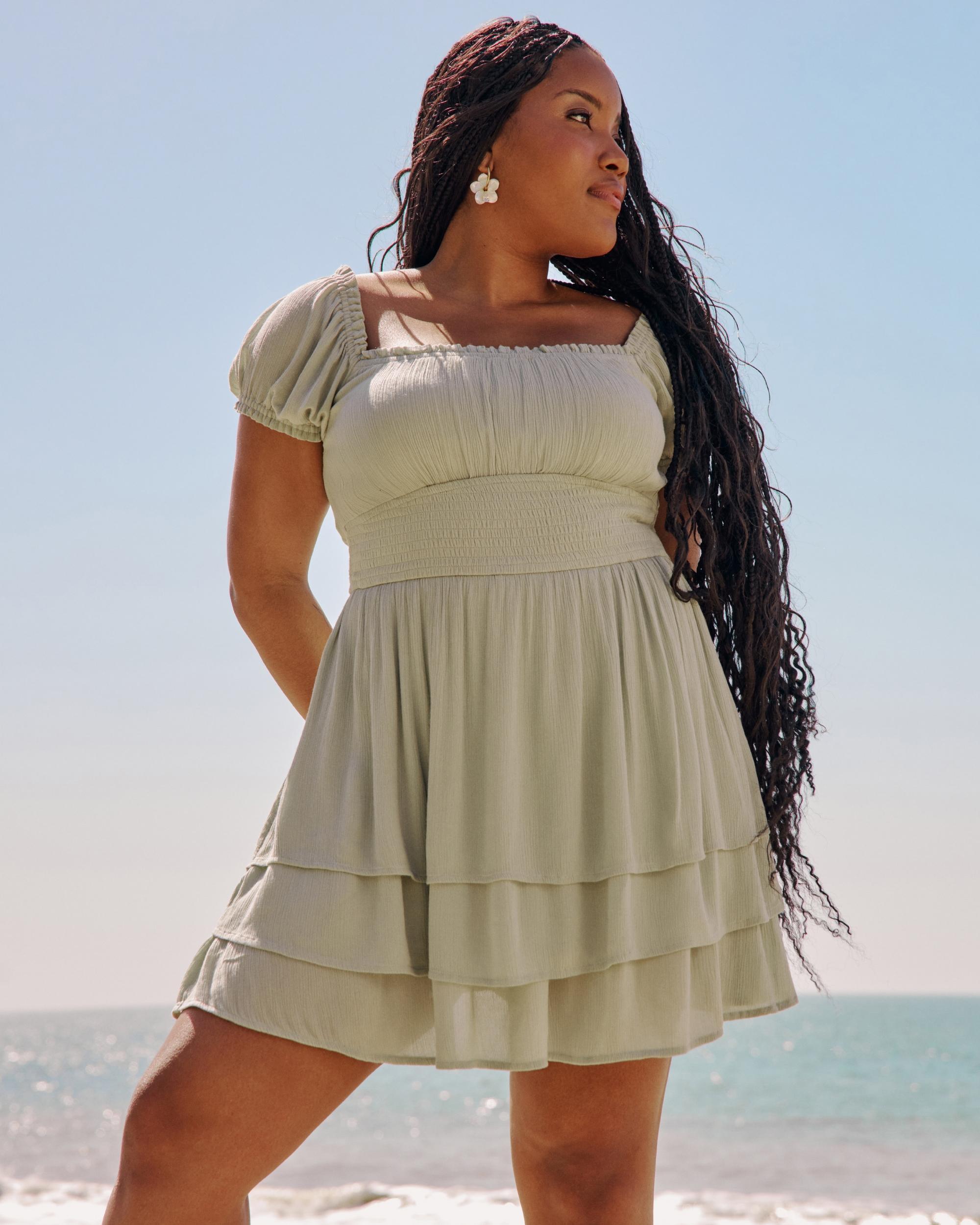 Short-Sleeve Cinch Bust Skort Dress Product Image