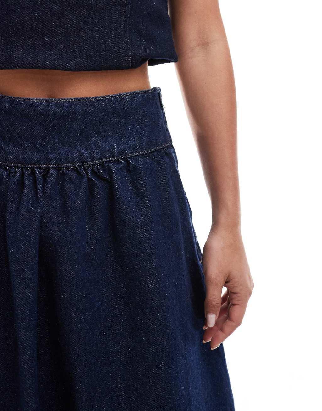 ASOS DESIGN denim circle skirt in indigo Product Image