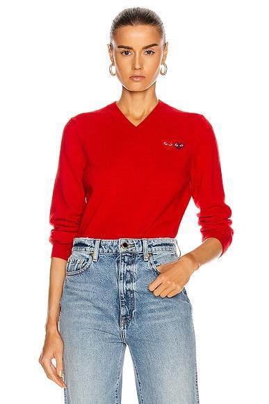 Double Emblem V Neck Sweater Product Image