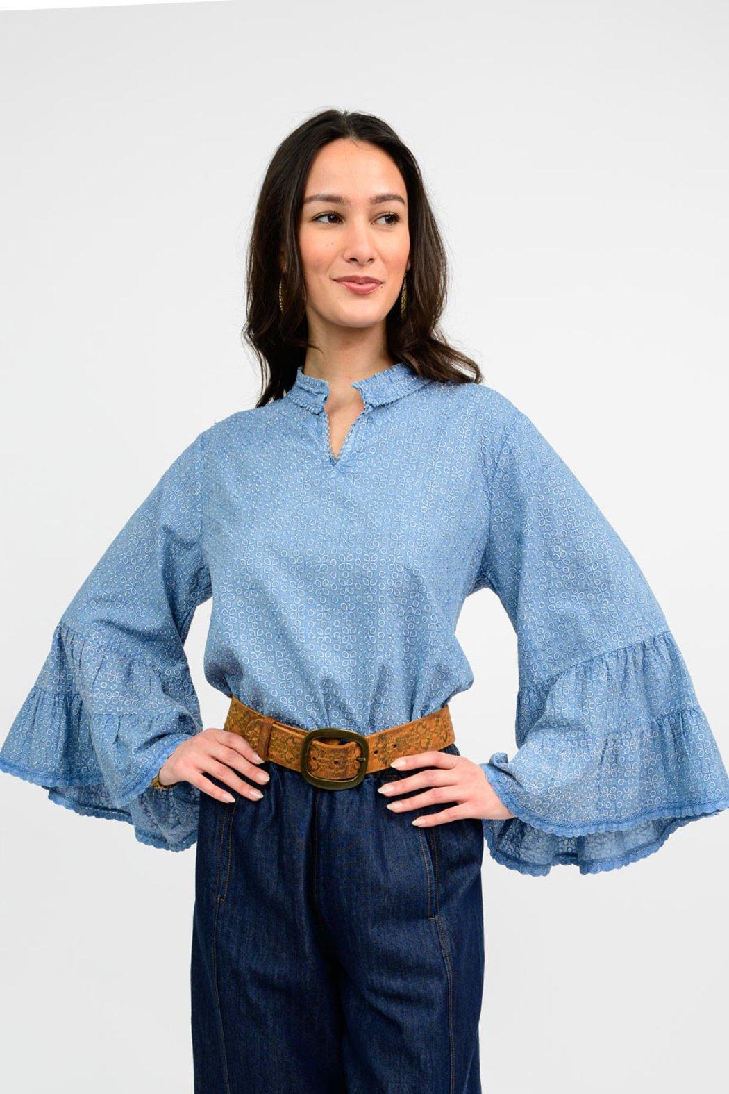 Embroidered Flounce Shirt Product Image