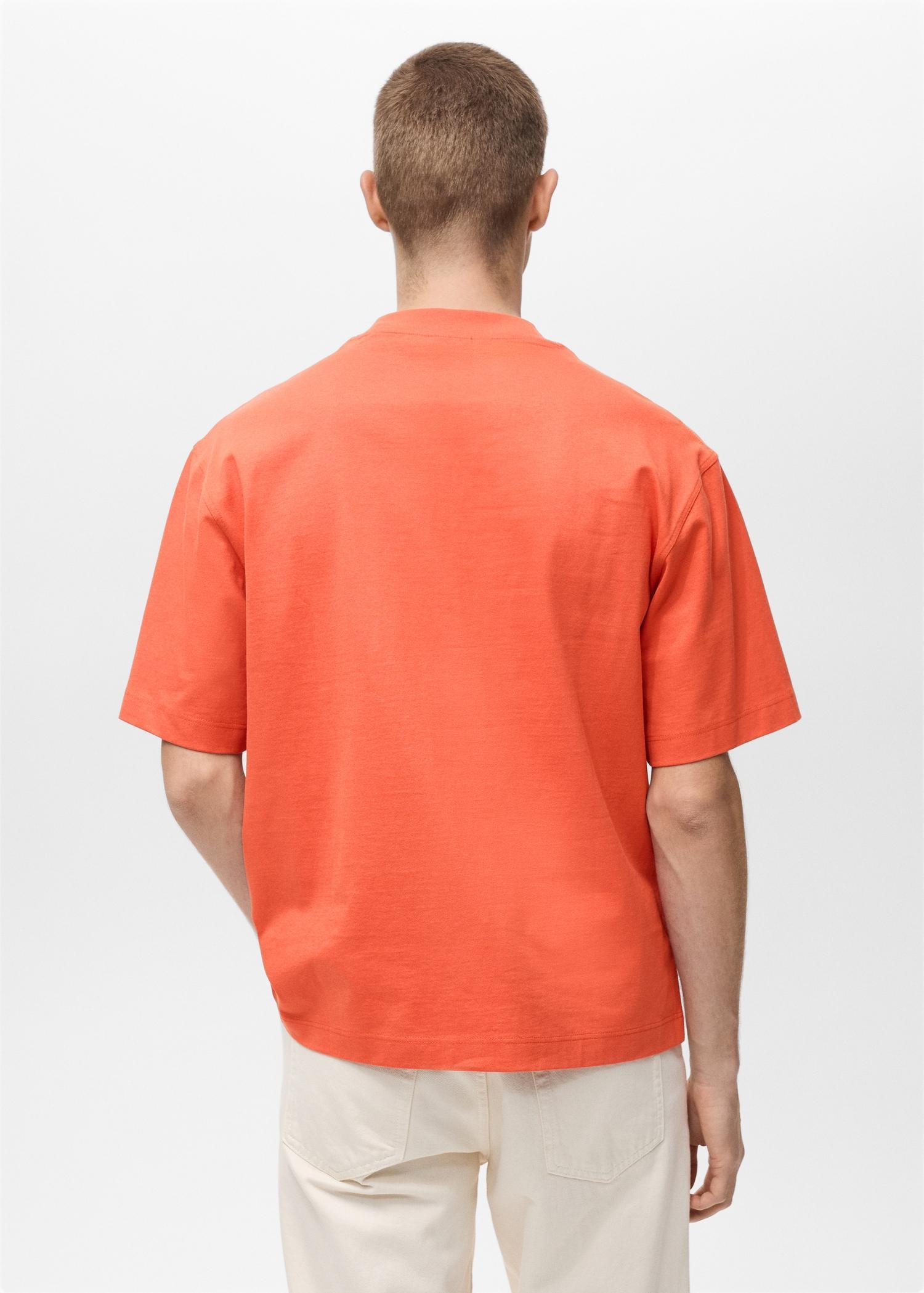 T-shirt 100% cotton boxy fit pocket - Men | MANGO USA Product Image