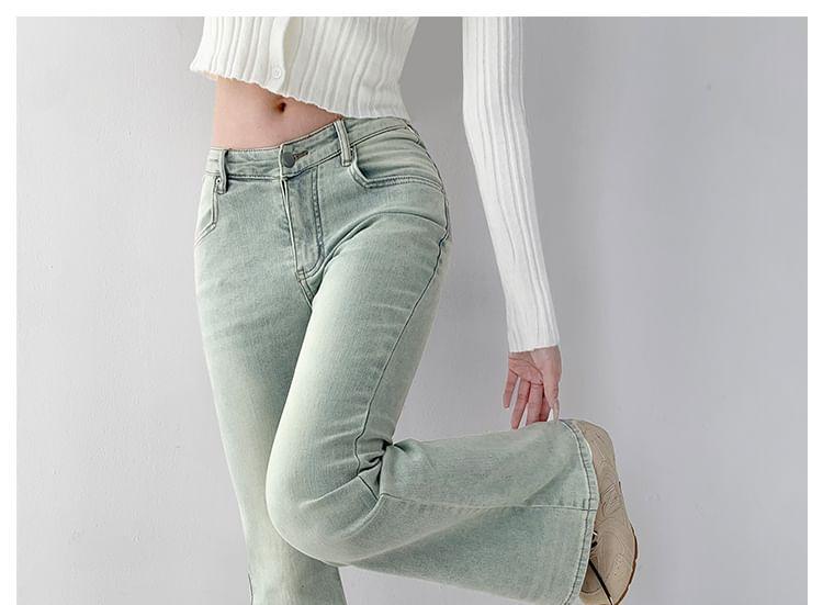 Washed Low-Waist Flared Jeans Product Image