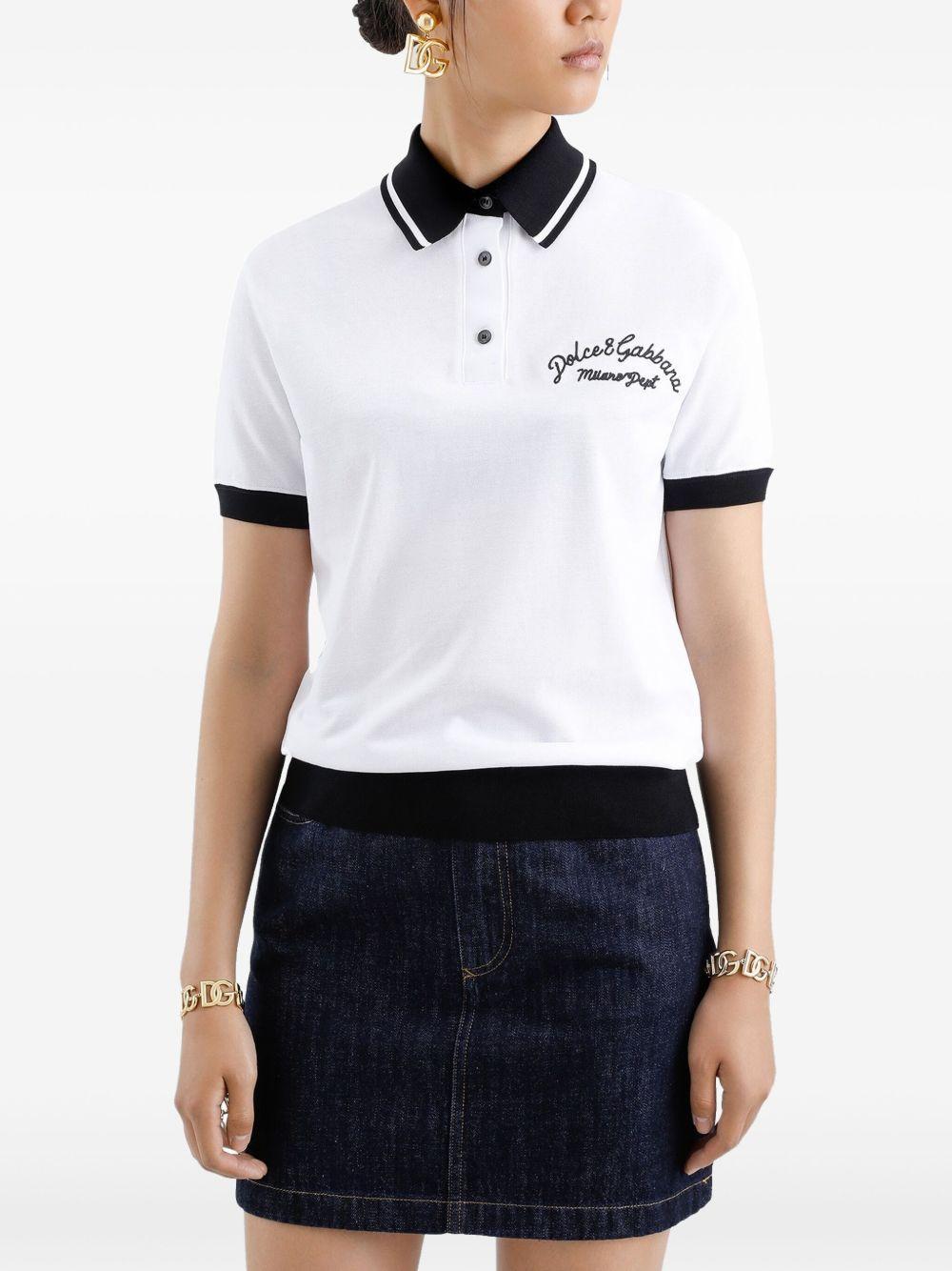 logo-embroidered cotton polo top Product Image