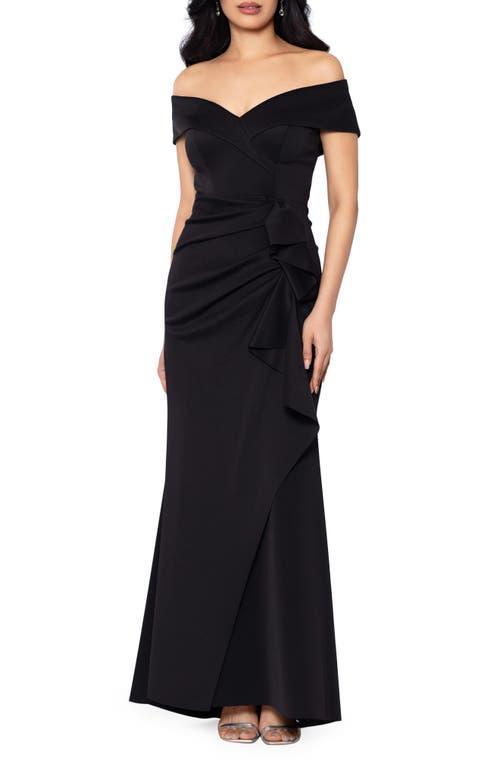 Xscape Stretch Off-the-Shoulder Short Sleeve Mermaid Gown with Ruffle Product Image