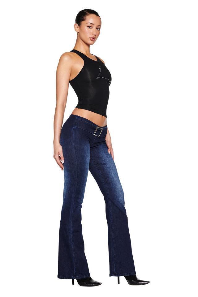 SHARAH DENIM PANT - BLUE : DARK BLUE DENIM Product Image