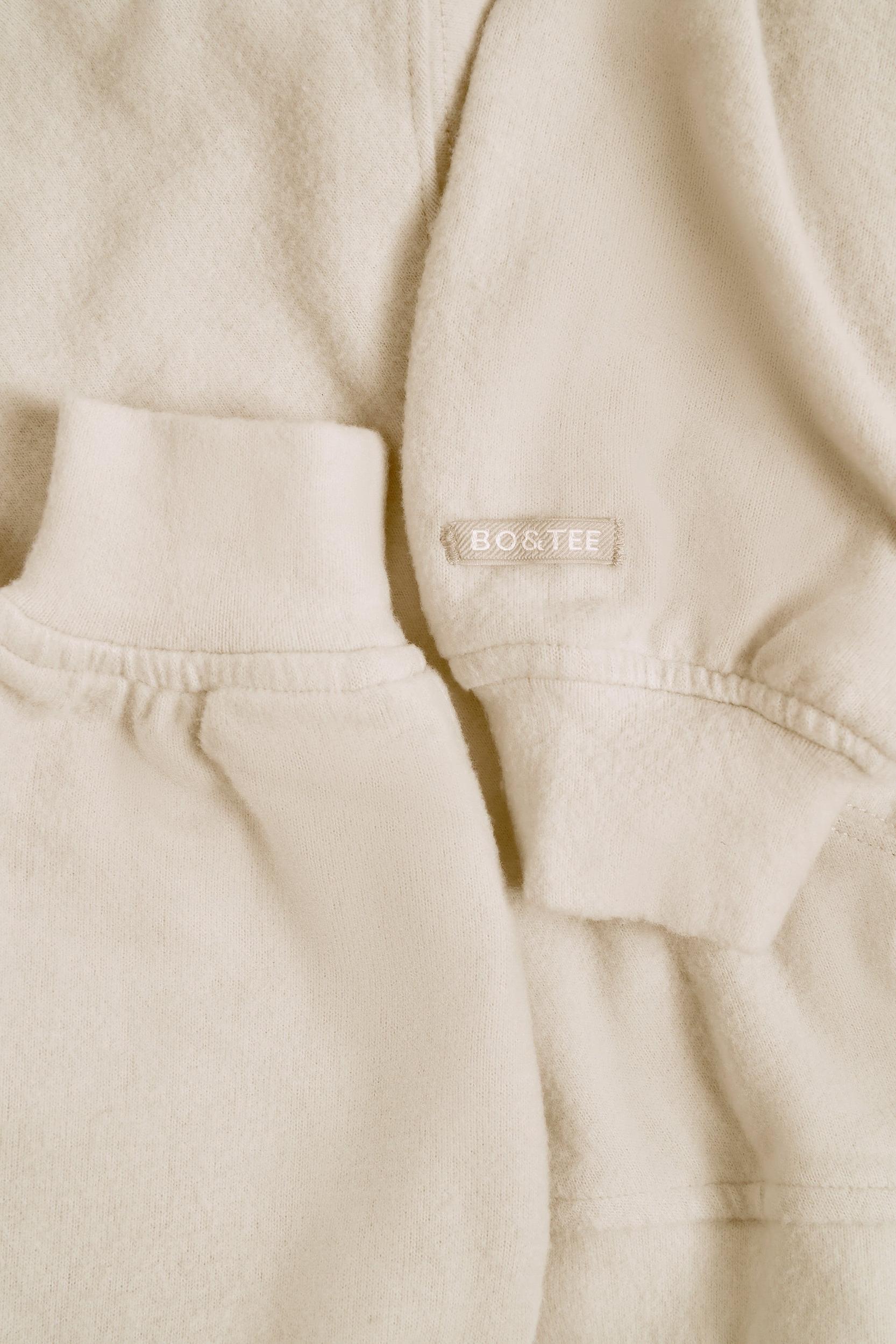 Brushed Jersey Hooded Cropped Shrug in Ecru Product Image