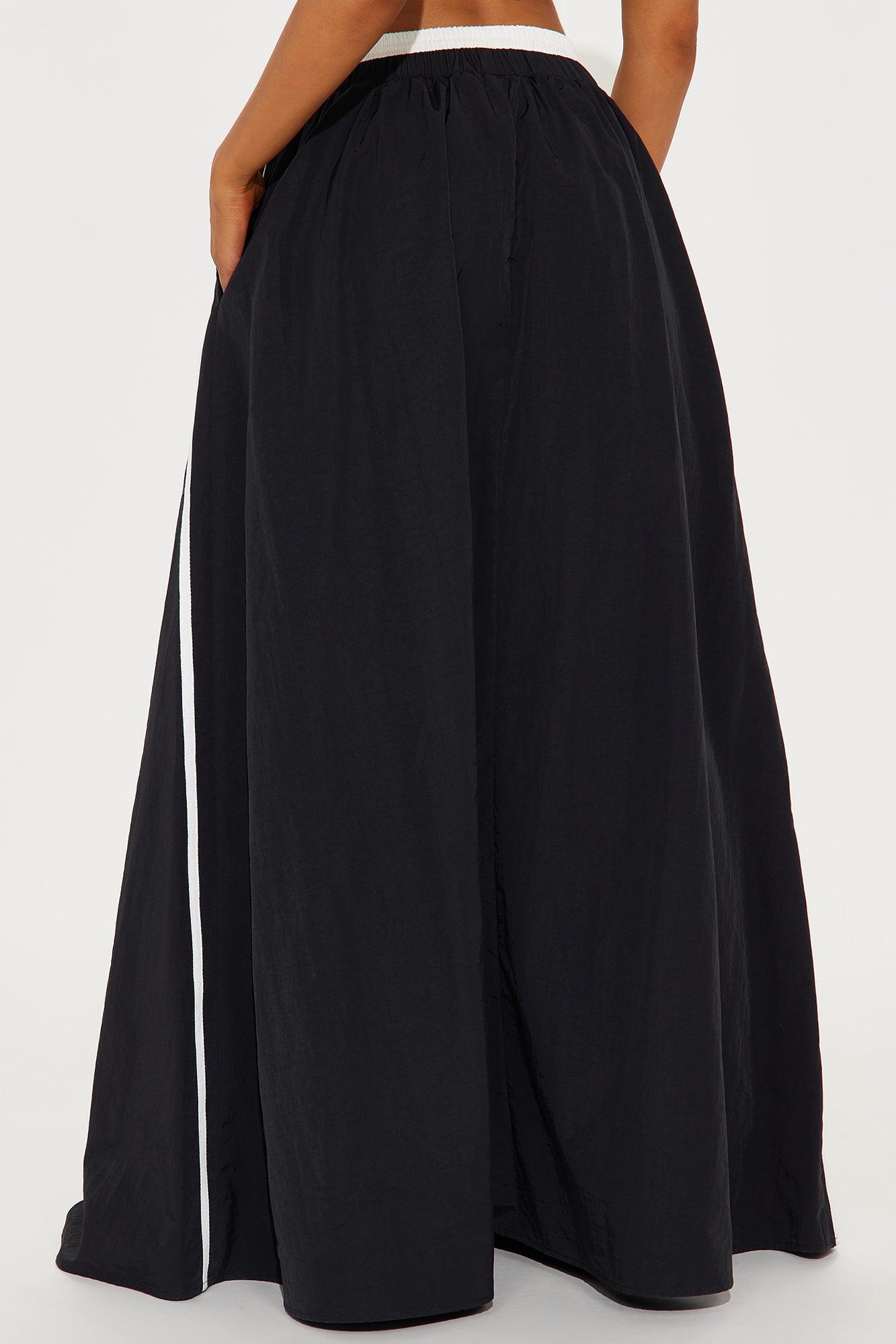 Sporty Gal Striped Maxi Skirt - Black/White Product Image