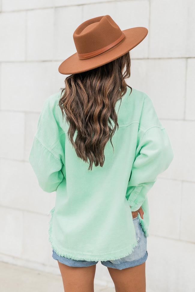 Two Fair Halves Sage Distressed Shacket FINAL SALE Product Image