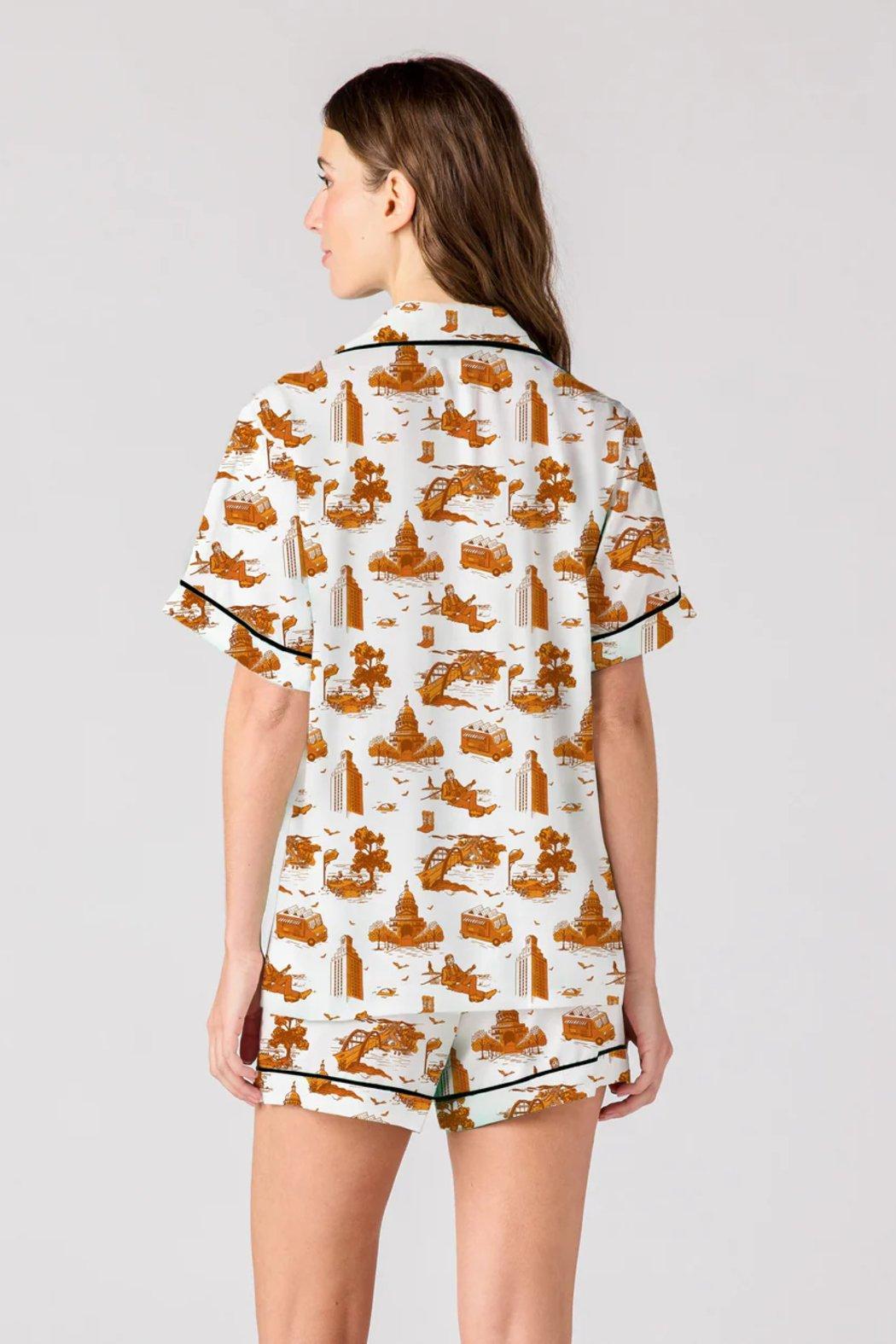 Austin Burnt Orange Toile Pajama Shorts Set Product Image