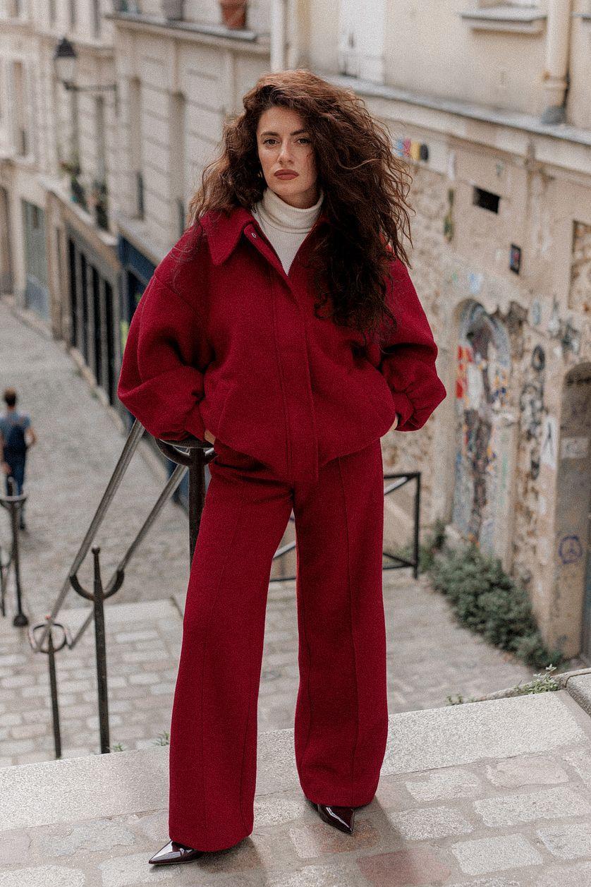 Wool Blend Mid Waist Trousers Product Image