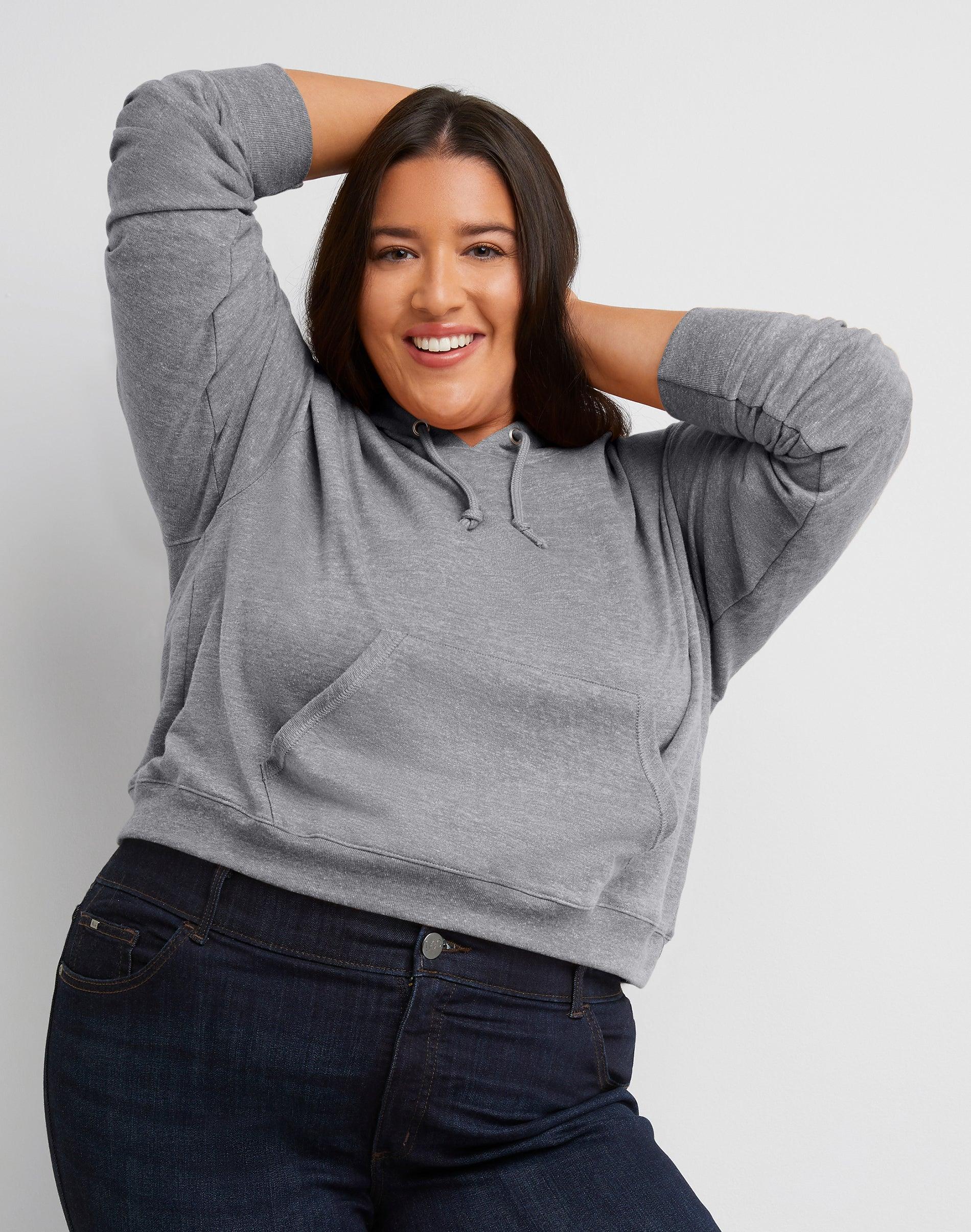 Hanes Originals Womens French Terry Cropped Hoodie (Plus Size) Allgood Gold 4X Product Image
