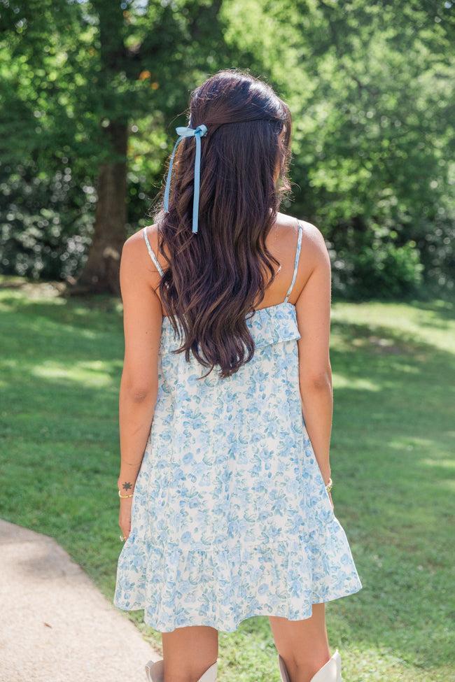 Dear Diary Blue and Ivory Vintage Floral Shift Dress FINAL SALE Product Image