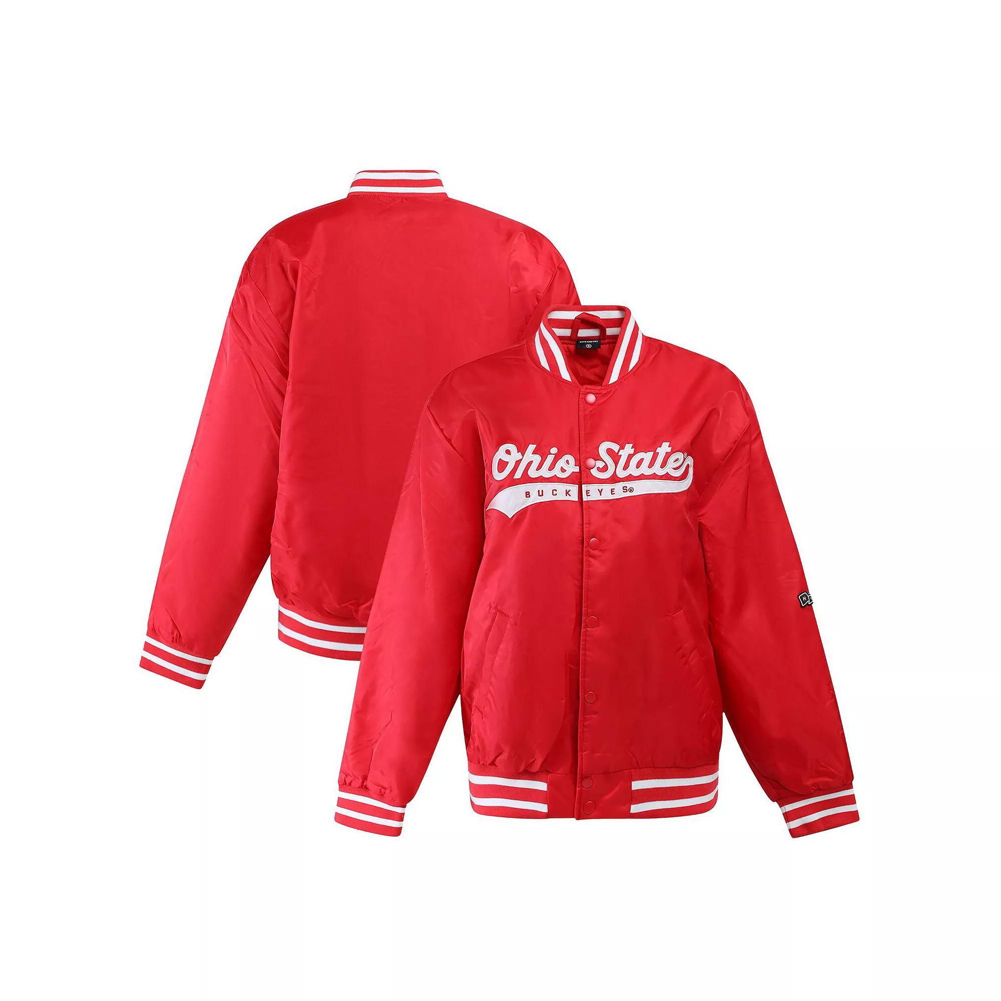 Women's Hype and Vice Scarlet Ohio State Buckeyes A-Game Varsity Full-Snap Jacket, Size: Medium, Red Product Image