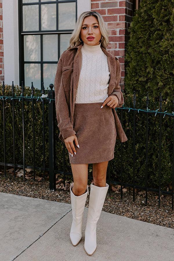 Captivating Cuteness Corduroy Mini Skirt in Mocha Product Image
